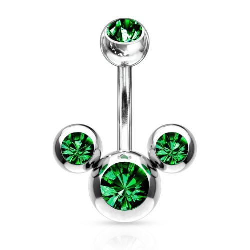Piercing do pupíku - banánek mickey tmavě zelený