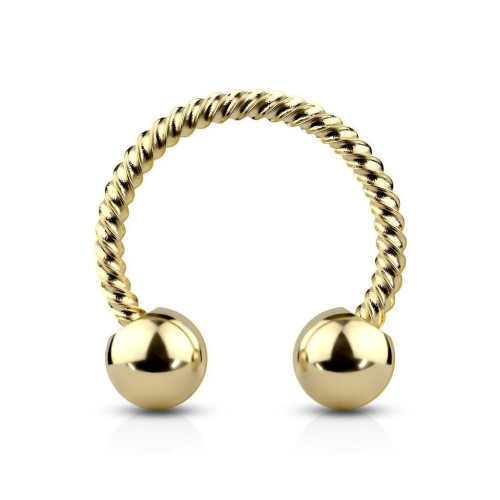 Zlacený piercing podkova vroubkovaná 1,2 x 10 mm