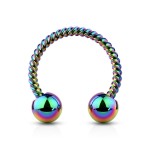 Duhový piercing podkova vroubkovaná 1,2 x 10 mm