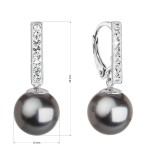 Stříbrné visací náušnice se Swarovski perlou a krystaly 71121.3 dark grey [1]