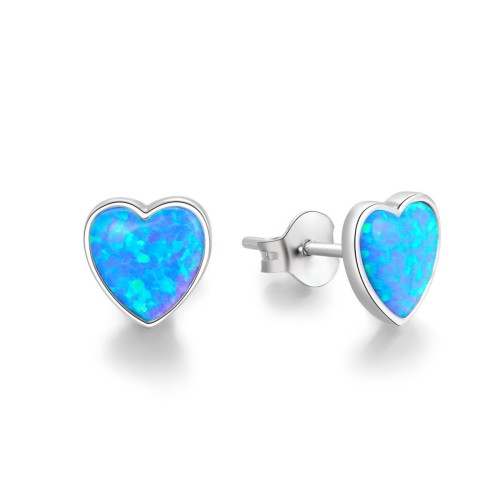 Stříbrné náušnice srdíčka s opálem