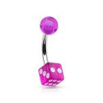 Piercing do pupíku - hrací kostka (světle modrá)