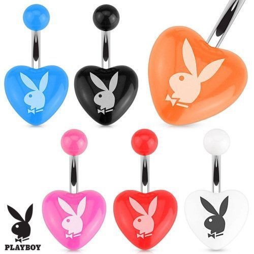 Piercing do pupíku srdce Playboy (červené)