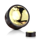 Dřevěný plug do ucha se zlaceným středem průměr 16 mm