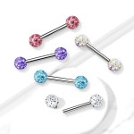 Piercing do bradavky chirurgická ocel s čirými krystaly