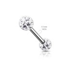 Piercing do bradavky chirurgická ocel s čirými krystaly