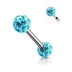 Piercing do bradavky chirurgická ocel s čirými krystaly
