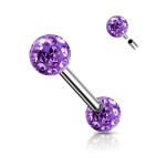Piercing do bradavky chirurgická ocel s čirými krystaly