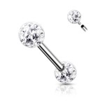 Piercing do bradavky chirurgická ocel s čirými krystaly