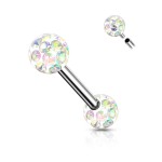 Piercing do bradavky chirurgická ocel s čirými krystaly