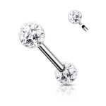 Piercing do bradavky chirurgická ocel s čirými krystaly