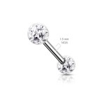 Piercing do bradavky chirurgická ocel s čirými krystaly