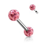 Piercing do bradavky chirurgická ocel s čirými krystaly