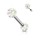 Piercing do bradavky chirurgická ocel s čirými krystaly