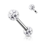 Piercing do jazyka chirurgická ocel s tyrkysovými krystaly