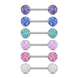 Piercing do bradavky chirurgická ocel s krystaly