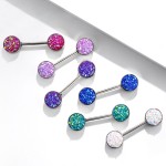 Piercing do bradavky chirurgická ocel s fialovými krystaly