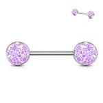 Piercing do bradavky chirurgická ocel s fialovými krystaly