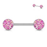 Piercing do bradavky chirurgická ocel s fialovými krystaly