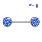 Piercing do bradavky chirurgická ocel s fialovými krystaly