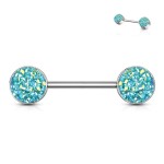 Piercing do bradavky chirurgická ocel s fialovými krystaly