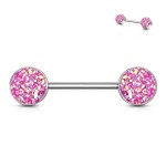 Piercing do bradavky chirurgická ocel s fialovými krystaly
