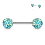 Piercing do bradavky chirurgická ocel s fialovými krystaly