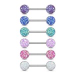 Piercing do bradavky chirurgická ocel s tyrkysovými krystaly