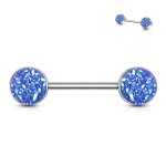 Piercing do bradavky chirurgická ocel s levandulovými krystaly
