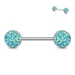 Piercing do bradavky chirurgická ocel s levandulovými krystaly