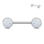 Piercing do bradavky chirurgická ocel s bílými krystaly