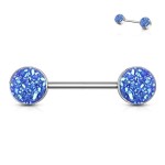 Piercing do bradavky chirurgická ocel s bílými krystaly