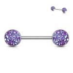 Piercing do bradavky chirurgická ocel s bílými krystaly