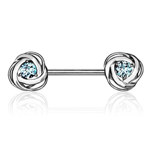 Piercing do bradavky chirurgická ocel s tyrkysovými zirkony
