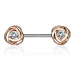 Piercing do bradavky chirurgická ocel s tyrkysovými zirkony