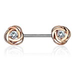 Piercing do bradavky chirurgická ocel s růžovými zirkony