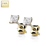 Zlaté 14ti karátové náušnice s čirými zirkony 4mm