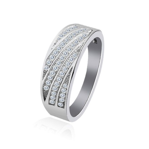 Stříbrný prsten se zirkony (3,86 g, 64)