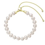 Pozlacený náramek z pravých říčních perel bílý nastavitelný 23023.1 [0]
