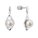 Stříbrné náušnice visací slza s říční perlou bílá 21080.1B [0]