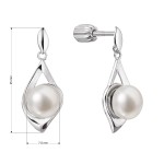 Stříbrné náušnice visací slza s říční perlou bílá 21080.1B [1]