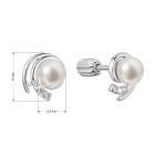 Stříbrné náušnice pecky s říční perlou a zirkony vír bílý 21091.1B [1]
