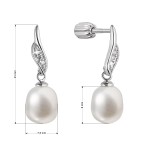 Stříbrné náušnice visací s oválnou říční perlou bílé 21092.1B [1]