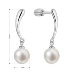 Stříbrné náušnice visací s kulatou říční perlou bílé 21095.1B [1]