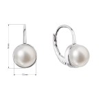 Stříbrné náušnice visací s bílou říční perlou 21079.1 [1]