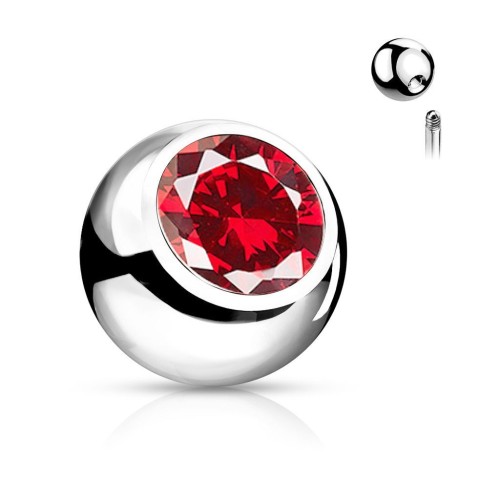 Náhradní kulička chirurgická ocel s kamínkem 1,2 x 3 mm (červená)
