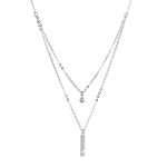 Stříbrný náhrdelník kulička a úzký obdélník se zirkony bílý 12057.1 crystal [0]