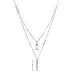 Stříbrný náhrdelník kulička a úzký obdélník se zirkony bílý 12057.1 crystal [1]