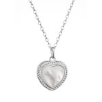 Stříbrný náhrdelník srdce s perleťovým zirkonem 12058.1 [0]