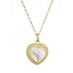 Pozlacený stříbrný náhrdelník srdce s perleťovým zirkonem 12058.1 [0]
